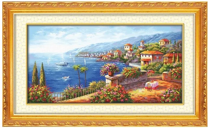 Needlework,Mediterranean Scenery Seaside town 18CT 16CT 14CT embroidery,DIY Cross stitch kits,Art Pattern Cross-Stitching decor
Needlework,Mediterranean Scenery Seaside town 18CT 16CT 14CT embroidery,DIY Cross stitch kits,Art Pattern Cross-Stitching decor