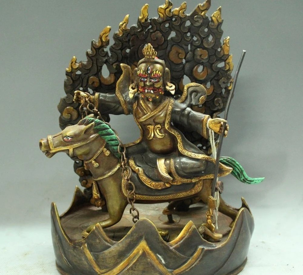 10" Tibet Buddhism Temple Bronze 24K Gold Seat Horse heavenly king Buddha Statue
10" Tibet Buddhism Temple Bronze 24K Gold Seat Horse heavenly king Buddha Statue