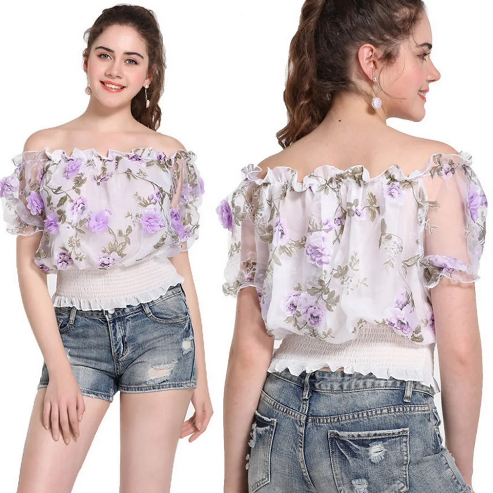 2019 Sexy Summer Women's Fashion Off Shoulder Casual Floral Print Chiffon Tops tshirt women camiseta mujer harajuku
2019 Sexy Summer Women's Fashion Off Shoulder Casual Floral Print Chiffon Tops tshirt women camiseta mujer harajuku