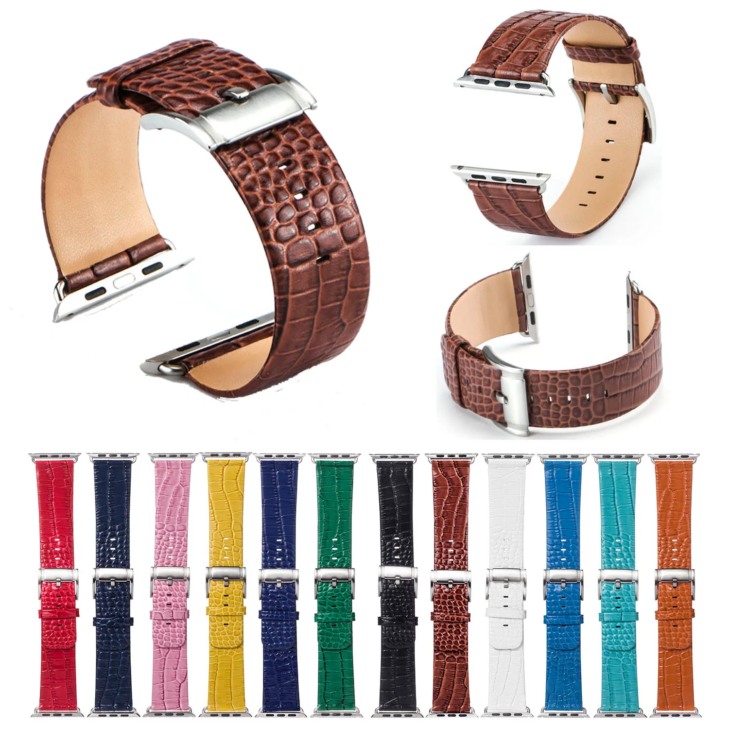 

DAHASE Crocodile Pattern Genuine Leather Strap for Apple Watch Band 38mm 42mm Bracelet for iWatch Series 1/2/3 Watchbands