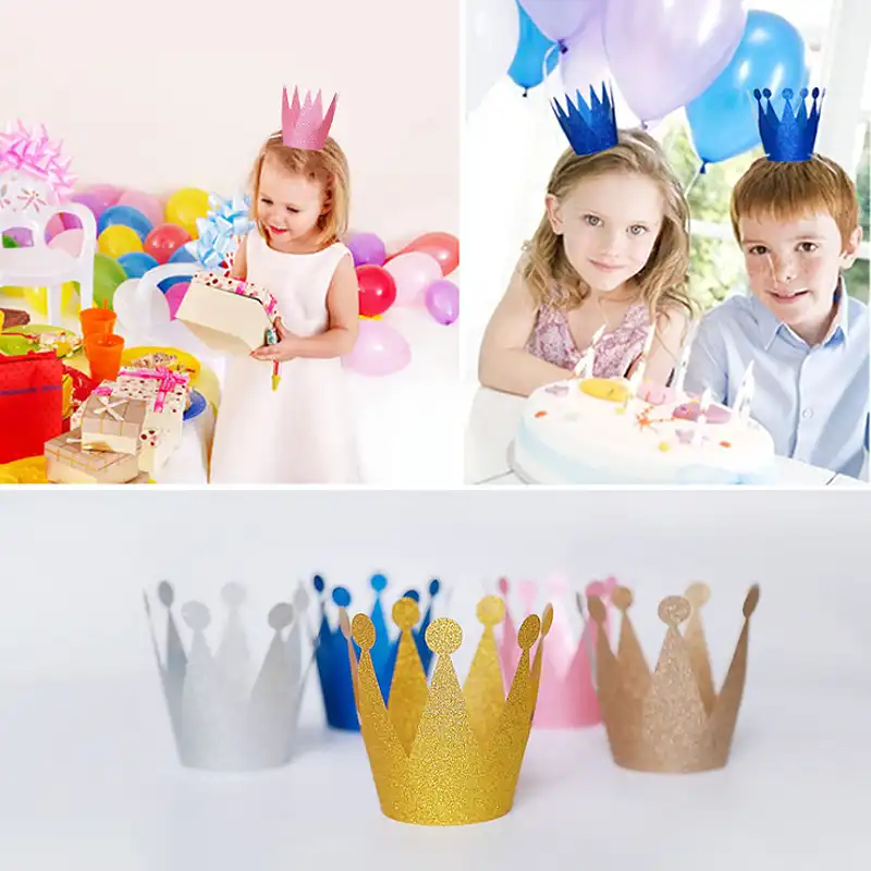 6pcs Birthday Hat Party Cap Hairband Princess Queen Crown For Kid