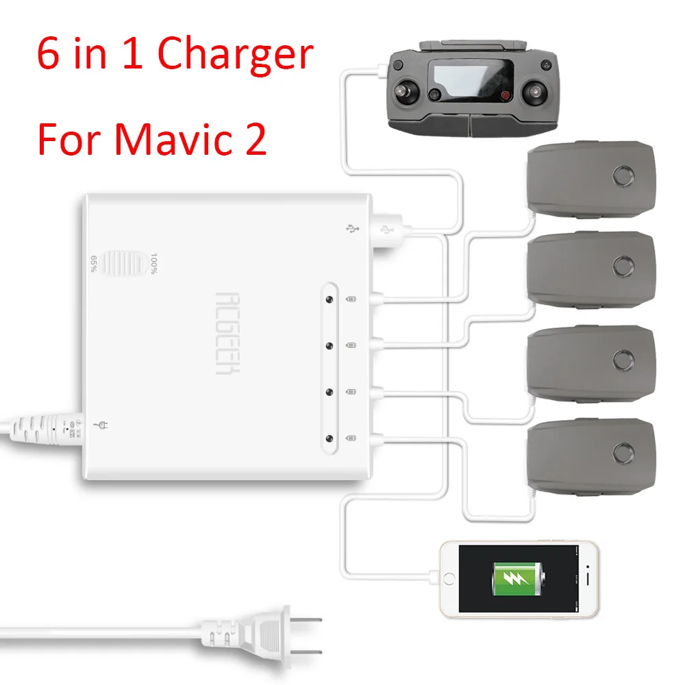 6 in 1 Intelligent Multi-charger for DJI Mavic 2 Pro / Zoom Drone Accessories With USB Port
6 in 1 Intelligent Multi-charger for DJI Mavic 2 Pro / Zoom Drone Accessories With USB Port