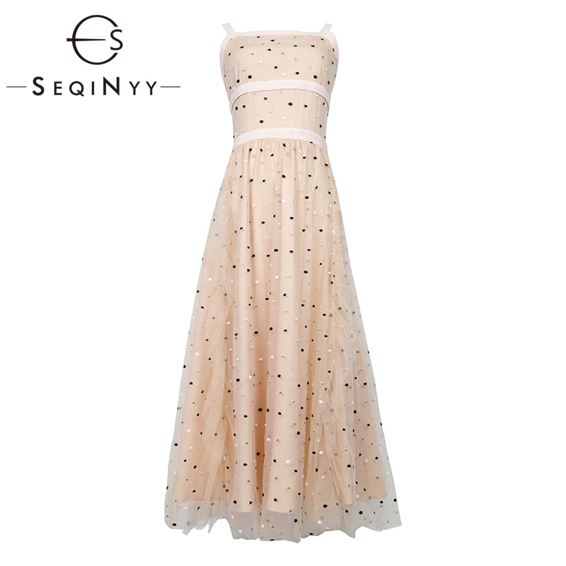 SEQINYY Sweet Dress 2019 Summer New Fashion Design Spaghetti Strap Dot Embroidery Mesh A-line Beige Dress Women
SEQINYY Sweet Dress 2019 Summer New Fashion Design Spaghetti Strap Dot Embroidery Mesh A-line Beige Dress Women