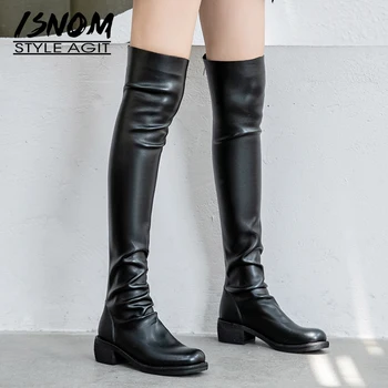 ISNOM Over The Knee Boots Women Thick Heels Boots Round Toe Shoes Female Motorcycle Leather Zip Shoes Ladies Autumn 2020 New
ISNOM Over The Knee Boots Women Thick Heels Boots Round Toe Shoes Female Motorcycle Leather Zip Shoes Ladies Autumn 2020 New