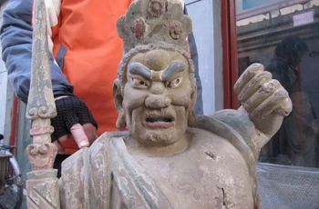 44"Tibet Buddhism temple wood handwork carved warrior God Buddha statues 8.02 
44"Tibet Buddhism temple wood handwork carved warrior God Buddha statues 8.02