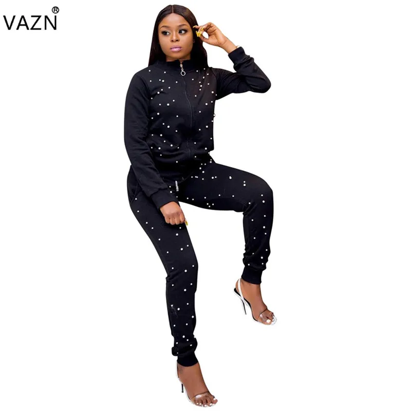 VAZN Autumn New Age reduction 2019 Top Women 2 Piece Set Solid Casual Beading Full Sleeve Full Length Tracksuit Set LO6123
VAZN Autumn New Age reduction 2019 Top Women 2 Piece Set Solid Casual Beading Full Sleeve Full Length Tracksuit Set LO6123