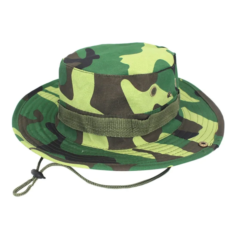 Adjustable Camouflage Outdoor Camping Climbing Cap 2018 Men Women Fishing Bucket Hat Boonie Hunting Cap Brim Military Army #FM28 (11)