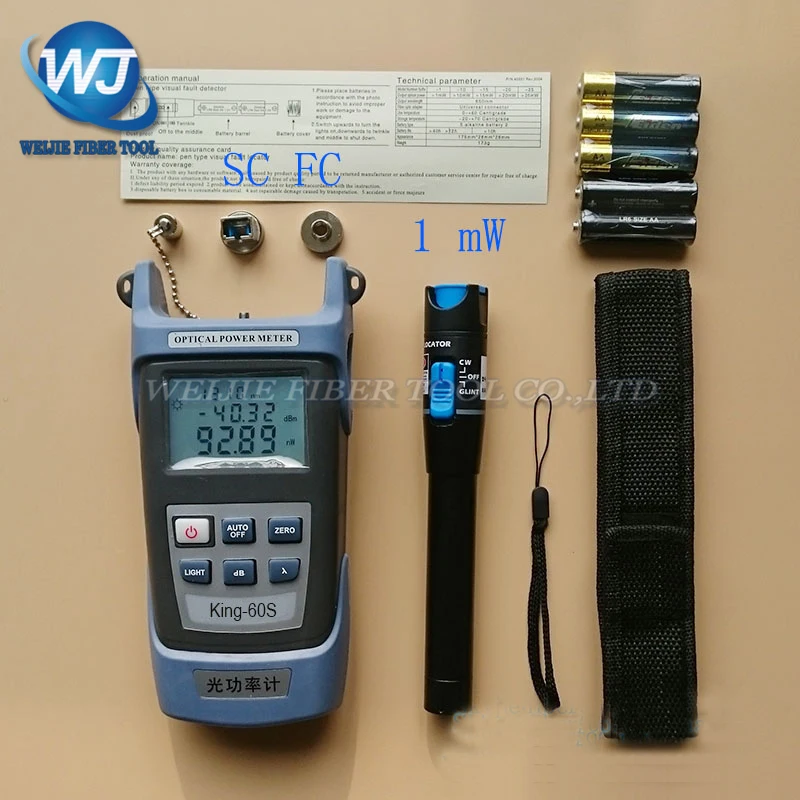 2 In 1 FTTH Fiber Optic Tool Kit King-60S Optical Power Meter -50 to +20dBm and 1mW Visual Fault Locator Fiber optic test pen
2 In 1 FTTH Fiber Optic Tool Kit King-60S Optical Power Meter -50 to +20dBm and 1mW Visual Fault Locator Fiber optic test pen