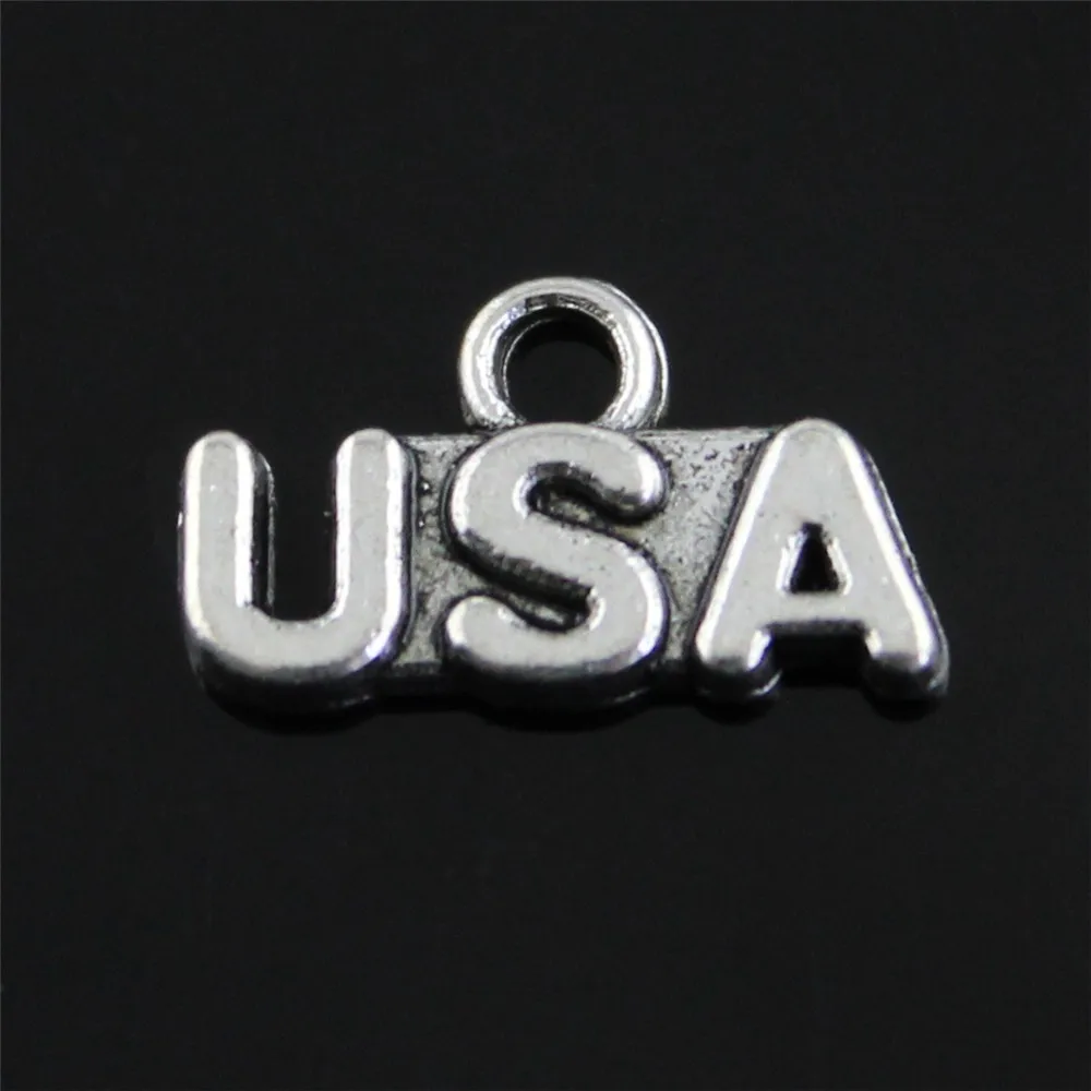 Charms Usa Diy Jewelry Findings 10pcs/lot Antique Silver Plated 15x9mm Usa Charms