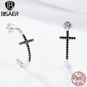BISAER Authentic 925 Sterling Silver Classic Cross Faith Small Hoop Earrings for Women Black Zircon Cross Earrings Fine Jewelry
BISAER Authentic 925 Sterling Silver Classic Cross Faith Small Hoop Earrings for Women Black Zircon Cross Earrings Fine Jewelry