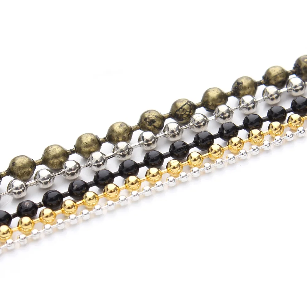 10m/lot Gold Silver Black Antique Bronze Color 1.2mm Ball Beads Bulk Chain Fit DIY Necklace Jewelry Making Findings Materials
10m/lot Gold Silver Black Antique Bronze Color 1.2mm Ball Beads Bulk Chain Fit DIY Necklace Jewelry Making Findings Materials