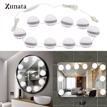 XUNATA 10 Bulbs LED Makeup Mirror Vanity Light Bulb Kit with Dimmable Switch 5V 10W Hollywood Style Bulb for Wall Dressing Table
XUNATA 10 Bulbs LED Makeup Mirror Vanity Light Bulb Kit with Dimmable Switch 5V 10W Hollywood Style Bulb for Wall Dressing Table