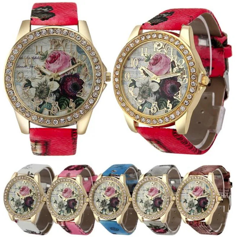 women's watch Fashion Rose Pattern luxury brand Leather Band colorful Analog Quartz Vogue Wristwatches
women's watch Fashion Rose Pattern luxury brand Leather Band colorful Analog Quartz Vogue Wristwatches