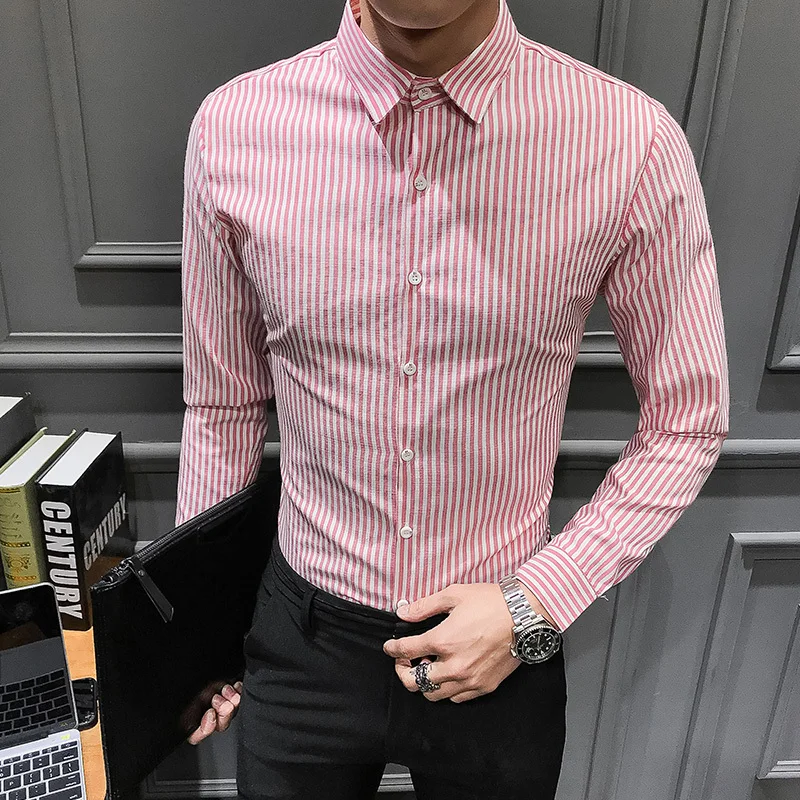2019 Autumn Long Sleeve Men Shirt Slim Fit Striped Business Formal Wear Blouse Homme Camisa Masculina Shirt 5XL Men Clothes
2019 Autumn Long Sleeve Men Shirt Slim Fit Striped Business Formal Wear Blouse Homme Camisa Masculina Shirt 5XL Men Clothes