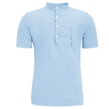 Men Solid Pullover Shirts Short Sleeve Stand Neck Linen Breathable Loose Summer Wear Shirt Top Cotton Casual shirt
Men Solid Pullover Shirts Short Sleeve Stand Neck Linen Breathable Loose Summer Wear Shirt Top Cotton Casual shirt