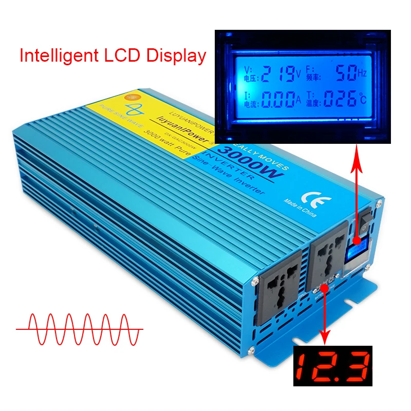 3000W DC12V/24V To AC 110V/220V Digital Display pure sine wave power inverter CAMPING BOAT Converter With LCD Display 2 AC OUT
3000W DC12V/24V To AC 110V/220V Digital Display pure sine wave power inverter CAMPING BOAT Converter With LCD Display 2 AC OUT