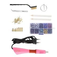 2000pcs Rhinestones תיקונים מוליך עם 7 טיפים קריסטל זכוכית ריינסטון חם לתקן מוליך Strass שרביט אחסון תיק האיחוד האירופי/ ארה"ב Plug(China)