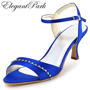 Woman Summer Sandals Blue Wedding Bridal Med Heel Open toe Rhinestones buckle Satin Lady bridesmaids Prom evening Shoes EP2127 
Woman Summer Sandals Blue Wedding Bridal Med Heel Open toe Rhinestones buckle Satin Lady bridesmaids Prom evening Shoes EP2127