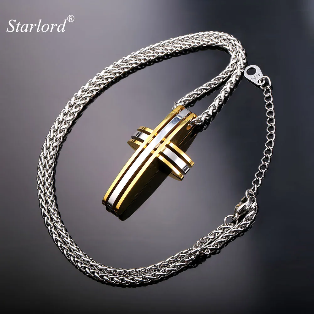 Two Tone Cross Pendant Necklace For Men 55CM Trendy Fashion Hiphop Jewelry Gold Color/Stainless Steel Rope Chain For Men GP866
Two Tone Cross Pendant Necklace For Men 55CM Trendy Fashion Hiphop Jewelry Gold Color/Stainless Steel Rope Chain For Men GP866