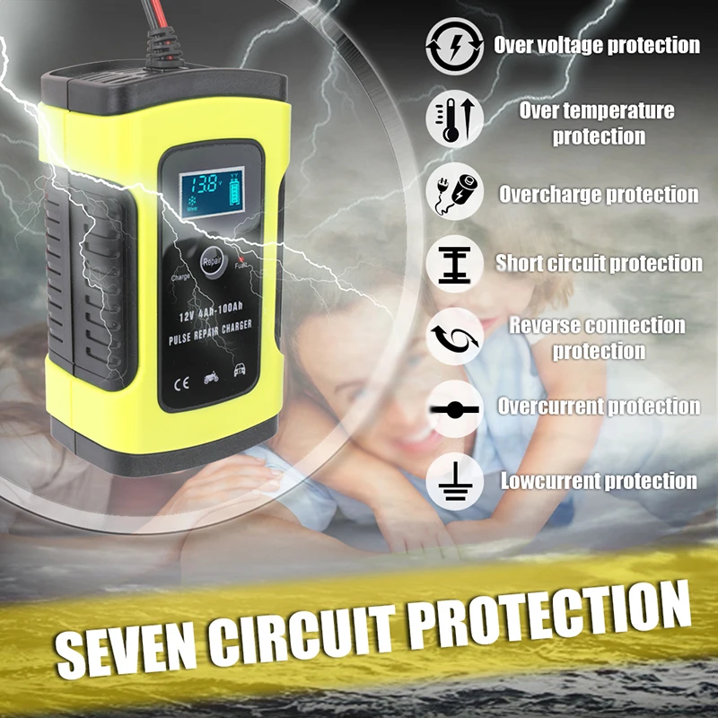 Motorcycle Car Battery Charger Digital LCD Display Charging Yellow+black Tools Practical New Automotive
Motorcycle Car Battery Charger Digital LCD Display Charging Yellow+black Tools Practical New Automotive