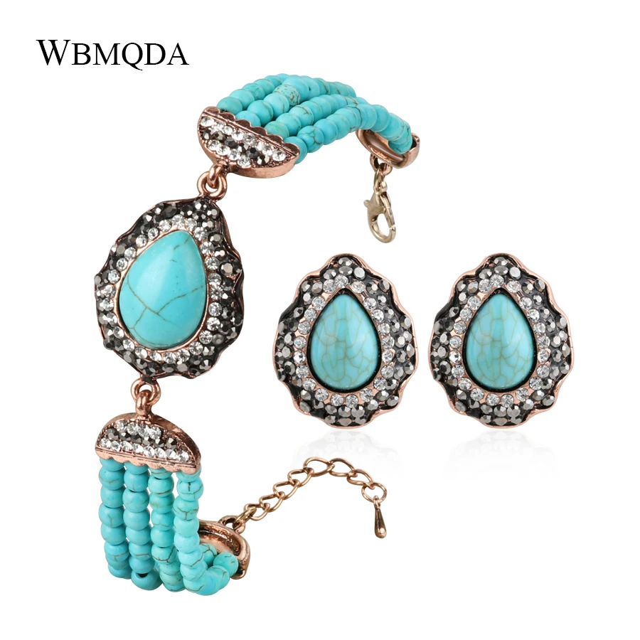 2 Pcs/lot Bohemian Jewelry Sets Blue Handmade Beads Stone Water Drop Bracelet Stud Earrings For Women Accessories Party Gifts
2 Pcs/lot Bohemian Jewelry Sets Blue Handmade Beads Stone Water Drop Bracelet Stud Earrings For Women Accessories Party Gifts