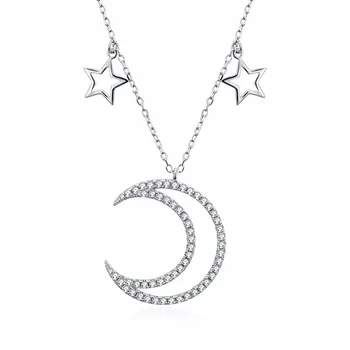 Women Necklace & Pendant 925 Silver color Stars & Moon white zircon Multilayer Sweater Chain Collar Necklace Jewelry best Gift
Women Necklace & Pendant 925 Silver color Stars & Moon white zircon Multilayer Sweater Chain Collar Necklace Jewelry best Gift