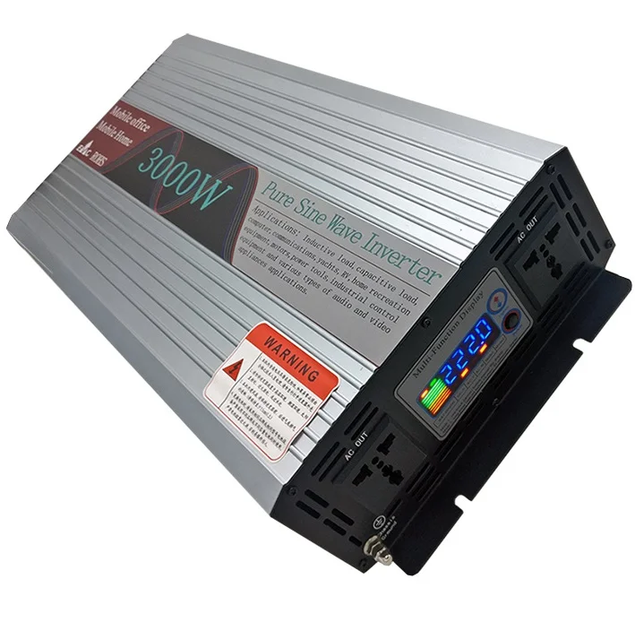 Высокое качество PSW чистый синусоидальный сигнал DC 12V/24V/48V to AC 110V/220V 3000W Peak 6000 Watt