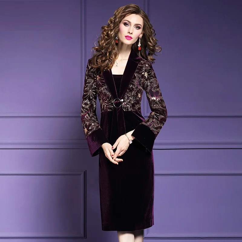 Runway Designer Women 2018 new Long sleeve ladies dress Plus Size Autumn Elegant party winter Embroidery Sequins velvet dresses
Runway Designer Women 2018 new Long sleeve ladies dress Plus Size Autumn Elegant party winter Embroidery Sequins velvet dresses