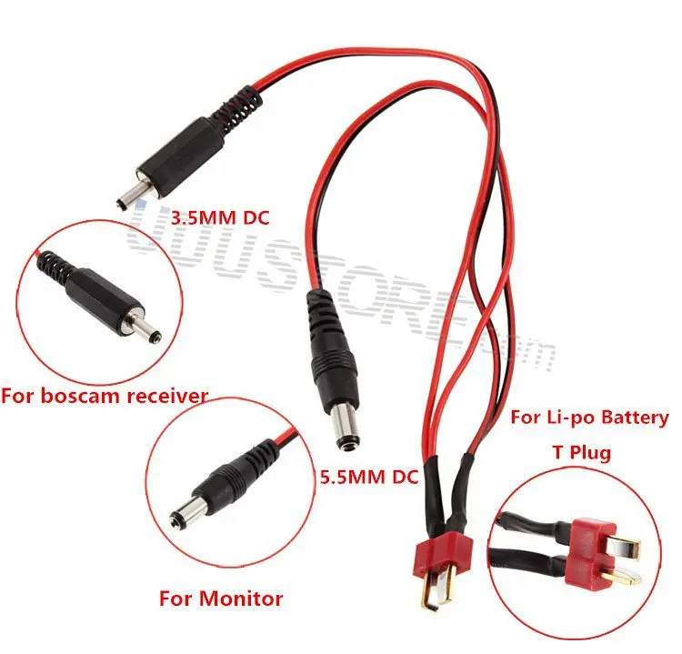 Power supply line T Plug DC Cable connect Lipo battery and Monitor and Boscam 5.8G 5.8Ghz Receiver for FPV Aerial
Power supply line T Plug DC Cable connect Lipo battery and Monitor and Boscam 5.8G 5.8Ghz Receiver for FPV Aerial