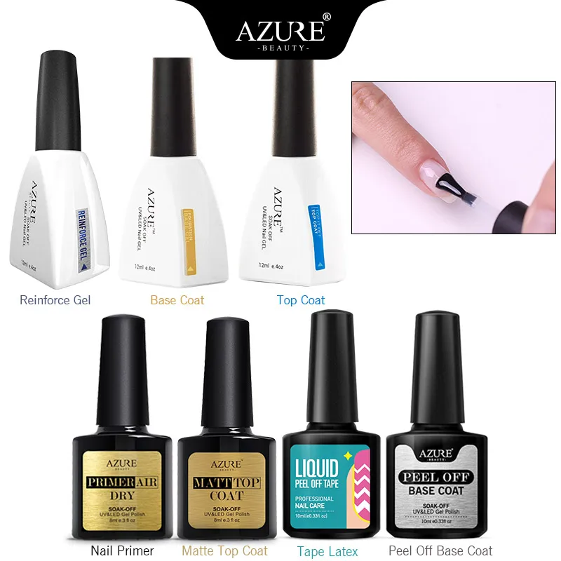Azure Beauty 7pcs/lot Base Coat Top Coat UV Gel Nail Polish Soak Off Base Nail Gel Coat Semi Permanent Primer Nail Top Coat
Azure Beauty 7pcs/lot Base Coat Top Coat UV Gel Nail Polish Soak Off Base Nail Gel Coat Semi Permanent Primer Nail Top Coat