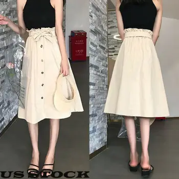 2019 New Fashion Women Button Knee Length Skirt Beach Casual Sundress Skirt Elegant Button A line Half Skirt 
2019 New Fashion Women Button Knee Length Skirt Beach Casual Sundress Skirt Elegant Button A line Half Skirt