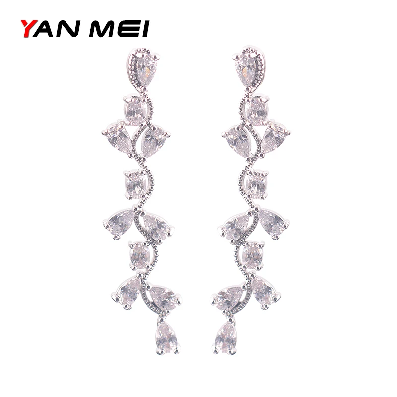 YAN MEI New Long Flower Silver Color Dangle Earrings For Women Zircon Earring Jewelry GLE7011Y
YAN MEI New Long Flower Silver Color Dangle Earrings For Women Zircon Earring Jewelry GLE7011Y