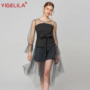 YIGELILA Latest Spring Women Mesh Long Dress Fashion O-neck Full Sleeve Empire Slim Asymmetrical Hem Mid Length Dress 63629
YIGELILA Latest Spring Women Mesh Long Dress Fashion O-neck Full Sleeve Empire Slim Asymmetrical Hem Mid Length Dress 63629