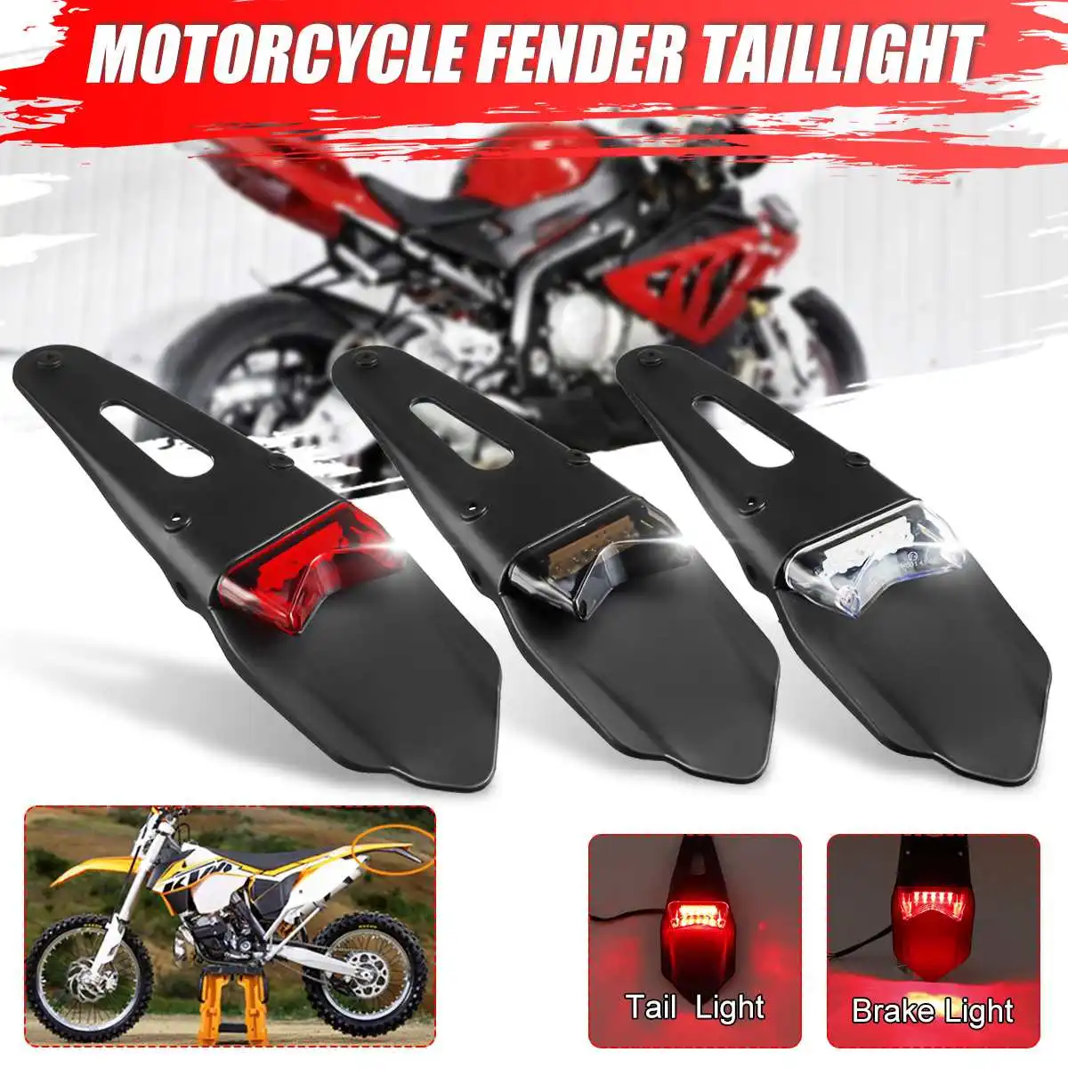 12V Motorcycle Rear Fender LED Brake Tail Lights Dirt Bike Motocross Motorcycle Mudguards with light Mud Flaps
12V Motorcycle Rear Fender LED Brake Tail Lights Dirt Bike Motocross Motorcycle Mudguards with light Mud Flaps