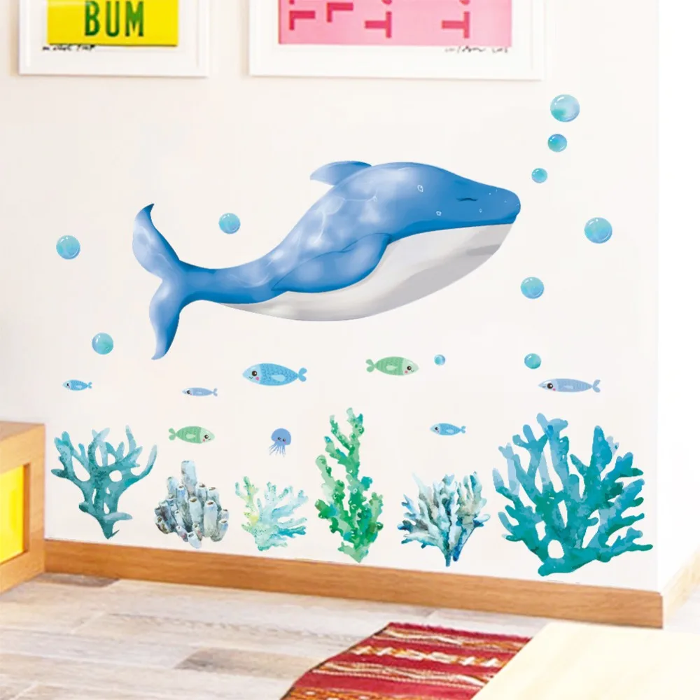 

% Underwater World Wall Stickers Fish Shark Dolphin Marine Wall Art Decals Kindergarten Nursery Kitchen Bathroom Decoration