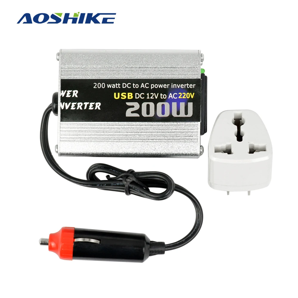 

AOSHIKE 200W Car Inverter DC12V to AC220V 50Hz Modified Sine Wave Power Inverter with USB Output 5 V Car styling & Car Charger