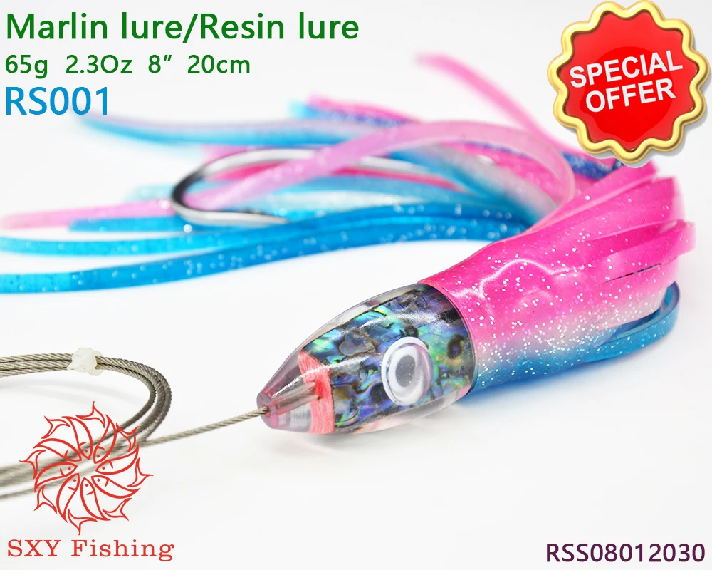 SXY FISHING RS001 2.3Oz 8in Marlin lure Resin Lure Shell paper Resin Trolling Bait 3D stereoscopic eye Octopus Deep sea fishing
SXY FISHING RS001 2.3Oz 8in Marlin lure Resin Lure Shell paper Resin Trolling Bait 3D stereoscopic eye Octopus Deep sea fishing
