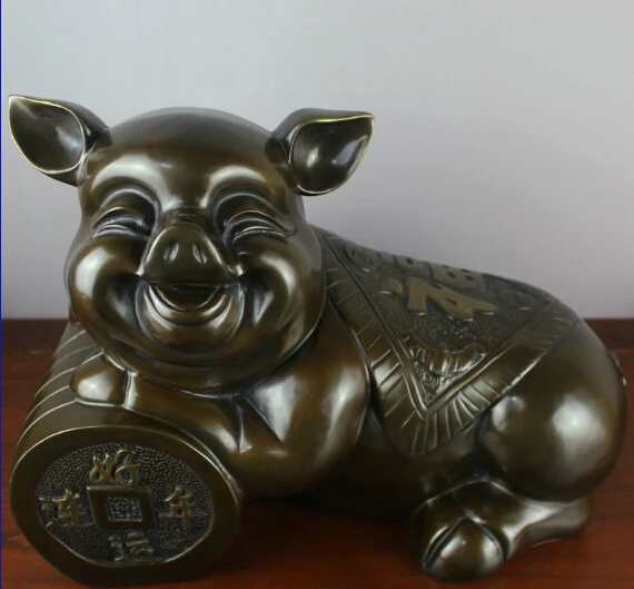 free Chinese Bronze copper Zodiac Year Animal Pig Wealth Money Coin lucky Pig Statue fast
free Chinese Bronze copper Zodiac Year Animal Pig Wealth Money Coin lucky Pig Statue fast