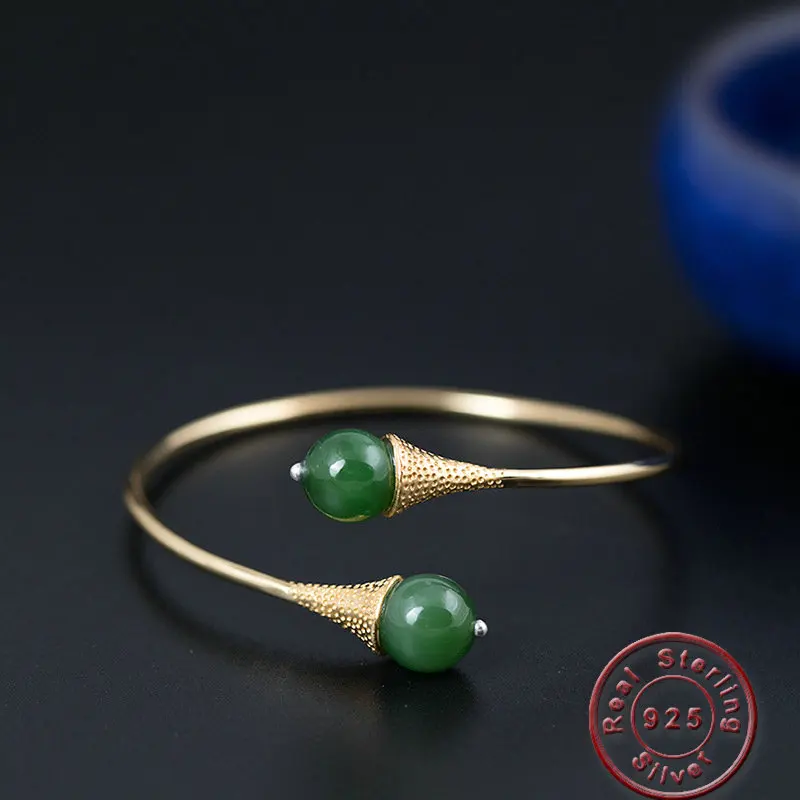 Amxiu Natural Chalcedony Bangle 925 Sterling Silver Adjustable Open Bangles Vintage Jewelry For Women Mother' Day Gift Bijoux
Amxiu Natural Chalcedony Bangle 925 Sterling Silver Adjustable Open Bangles Vintage Jewelry For Women Mother' Day Gift Bijoux