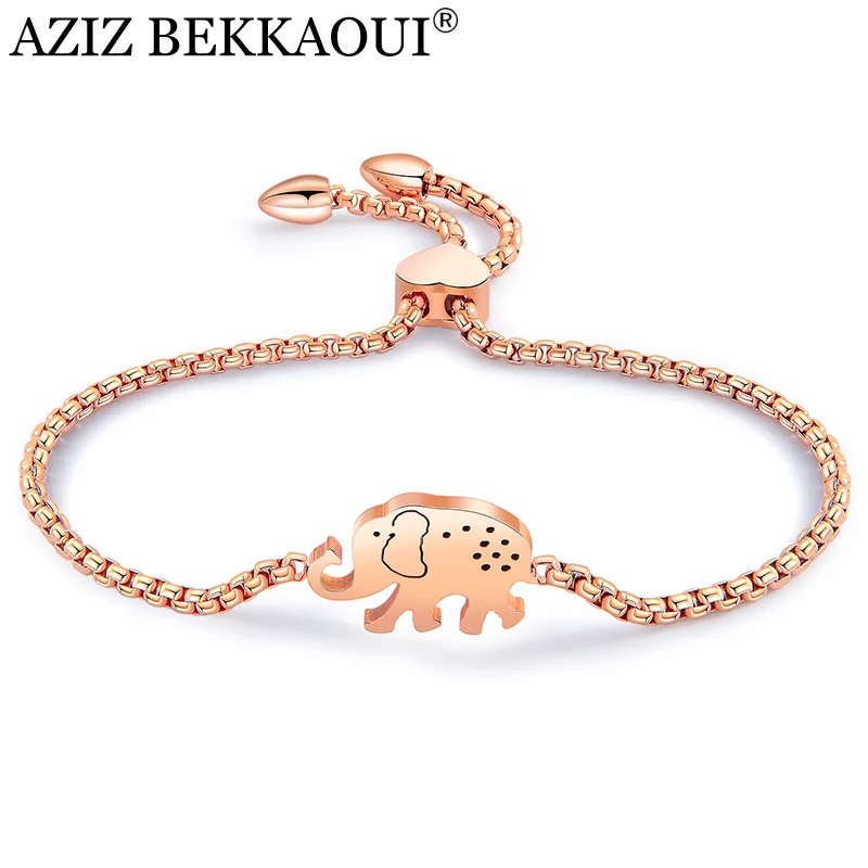 AZIZ BEKKAOUI Rose Gold Color Elephant Bracelets for Women Simple Style Stainless Steel Bracelet Female Jewelry Accessories
AZIZ BEKKAOUI Rose Gold Color Elephant Bracelets for Women Simple Style Stainless Steel Bracelet Female Jewelry Accessories