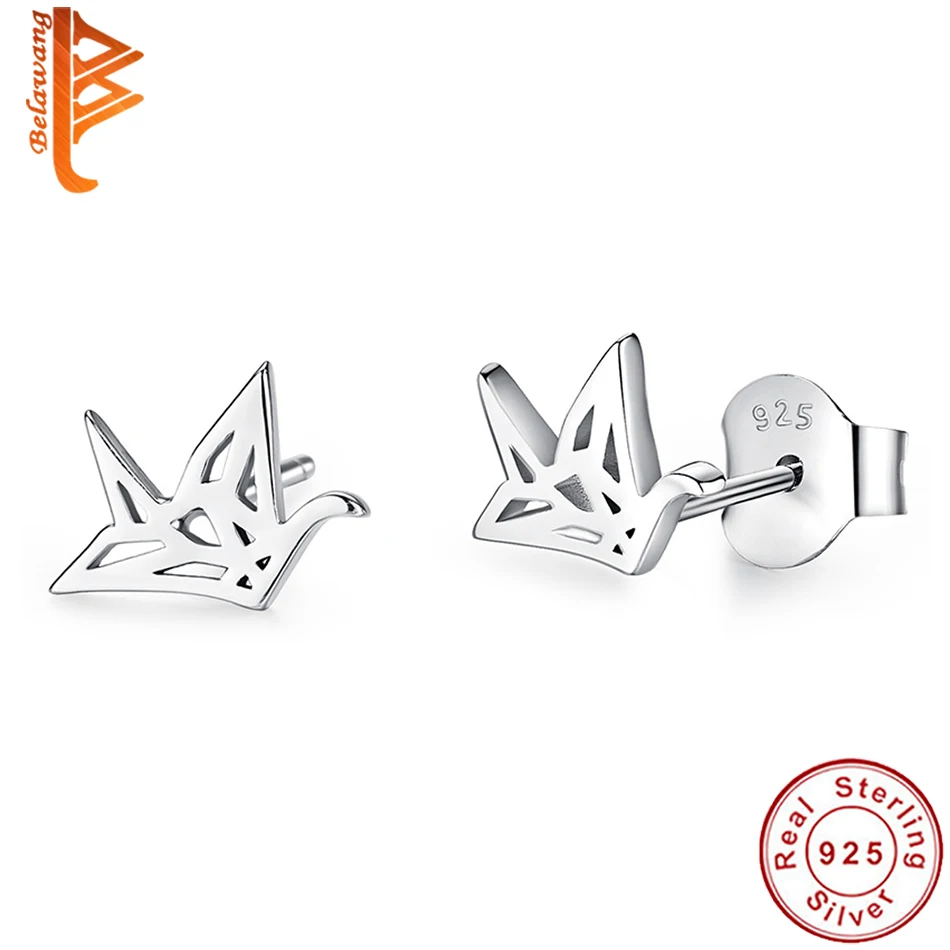 BELAWANG 2019 New Fashion 925 Sterling Silver Jewelry Origami Crane Earrings for Women Vintage Cute Animal Bird Stud Earrings
BELAWANG 2019 New Fashion 925 Sterling Silver Jewelry Origami Crane Earrings for Women Vintage Cute Animal Bird Stud Earrings