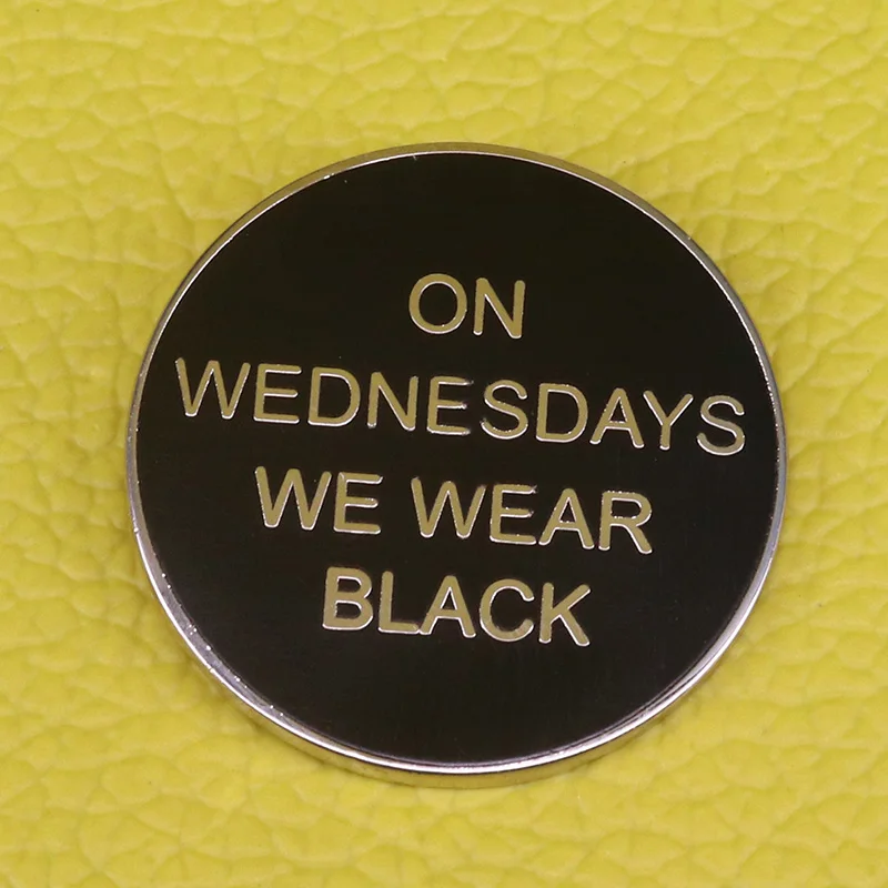 On Wednesdays We Wear Black Pin Horror Occult Halloween Witch Story Gift Gothic Badge TV Show satanic Brooch
On Wednesdays We Wear Black Pin Horror Occult Halloween Witch Story Gift Gothic Badge TV Show satanic Brooch