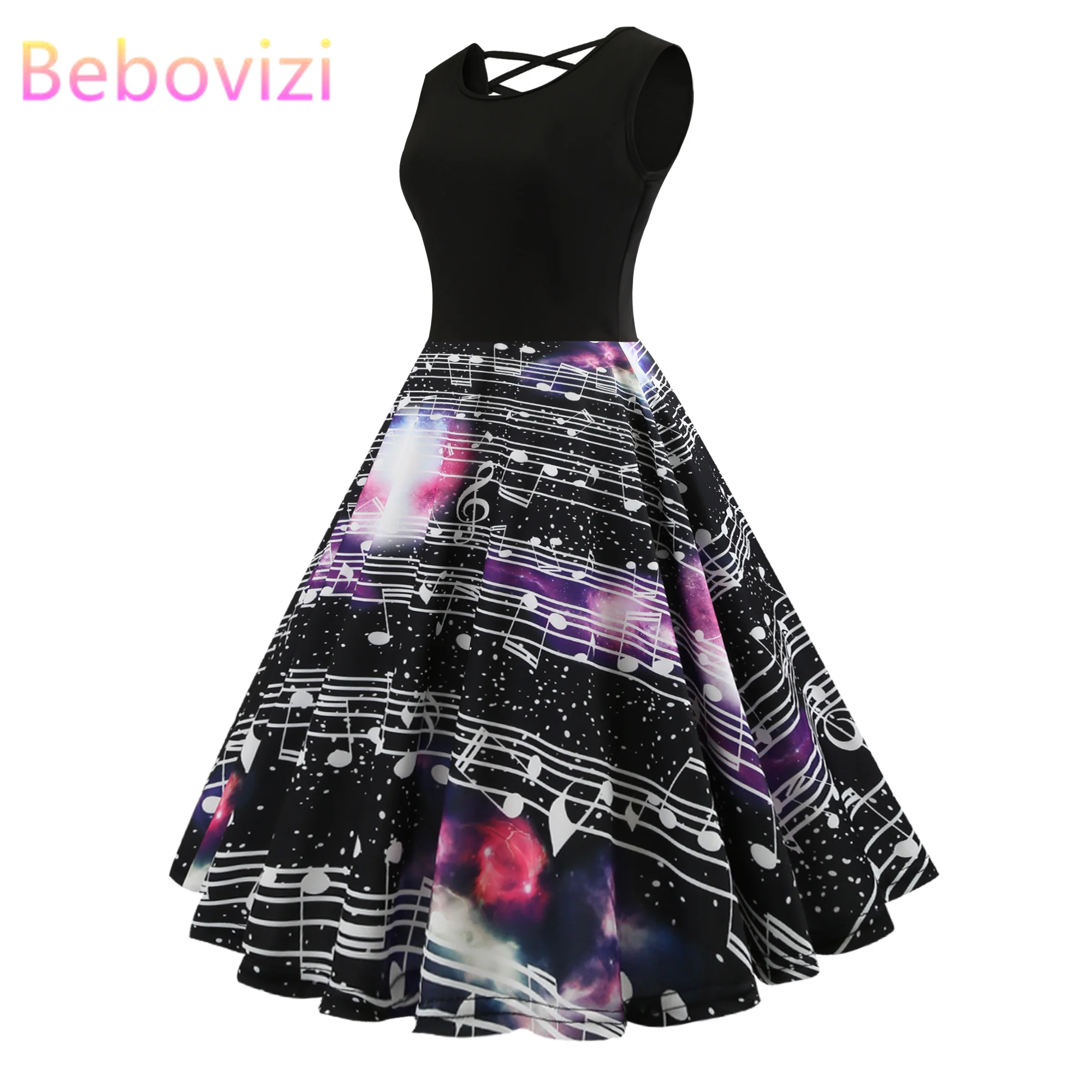 Bebovizi 2019 Summer Fashion Women Vestidos Elegant Sexy Party Plus Size Dresses Musical Symbol Print Patchwork Black Dress
Bebovizi 2019 Summer Fashion Women Vestidos Elegant Sexy Party Plus Size Dresses Musical Symbol Print Patchwork Black Dress