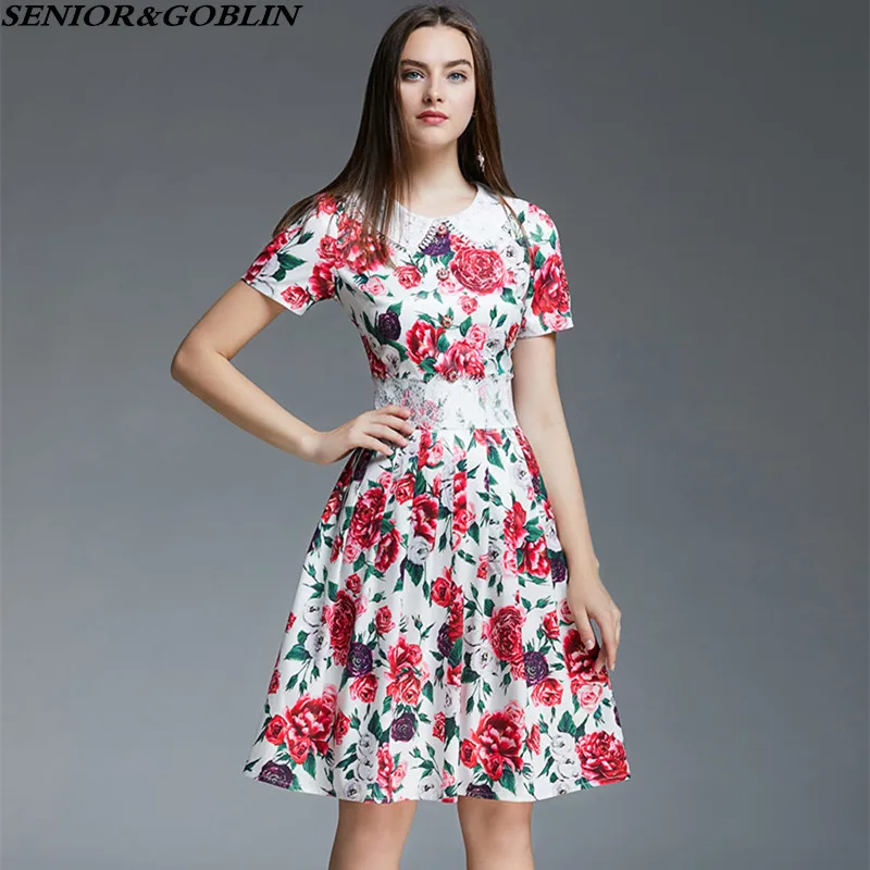 New Summer Fashion Designer Runway Diamonds Button Holiday Party Dress Women Red Rose Floral Print White Lace Short Sleeve Dress
New Summer Fashion Designer Runway Diamonds Button Holiday Party Dress Women Red Rose Floral Print White Lace Short Sleeve Dress
