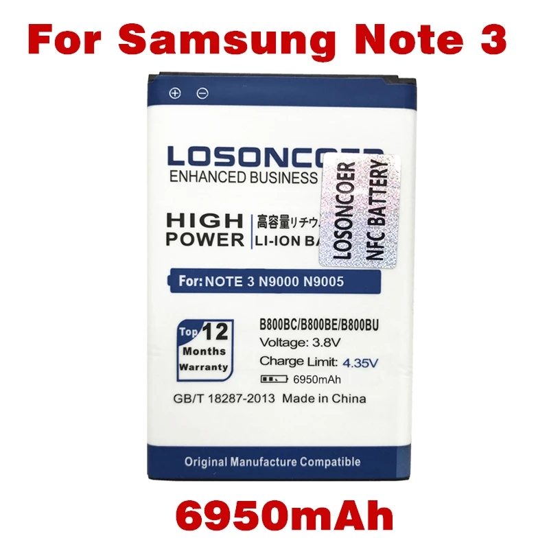

6950mAh B800BC/U/E Battery For Samsung Galaxy Note 3 III Note3 N9000 N9005 N900A N9002 N9008 N9009 N9006 N9008S N900T/P N900 NFC