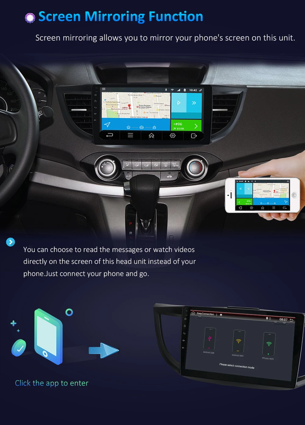 Top 2din Android 9.0 Car Multimedia Player For HONDA CRV 2012 2013 2014-2016 GPS Navigation Wifi Bluetooth Camera 4G RAM 64G ROM 39