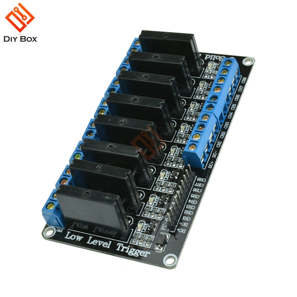 240V 2A 8 Channel 5V Omron Solid State Relays Module Low Level Trigger Fuse 2.54cm Pin Blue KF301 Terminals Connected Controller
240V 2A 8 Channel 5V Omron Solid State Relays Module Low Level Trigger Fuse 2.54cm Pin Blue KF301 Terminals Connected Controller