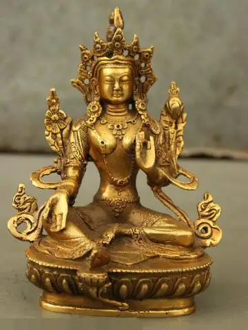 S00928 Tibet Bronze Gilt Green Tara Lamaism Enlightenment Goddess GuanYin Buddha Statue (B0328)
S00928 Tibet Bronze Gilt Green Tara Lamaism Enlightenment Goddess GuanYin Buddha Statue (B0328)