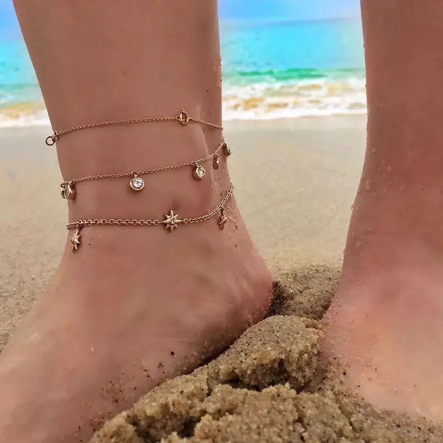 RAVIMOUR 3PCS/Set Crystal Boho Feet Jewelry Bohemian Ankle Bracelets for Women 2018 New Multiple Gold Chain Anklet Leg Bracelet
RAVIMOUR 3PCS/Set Crystal Boho Feet Jewelry Bohemian Ankle Bracelets for Women 2018 New Multiple Gold Chain Anklet Leg Bracelet