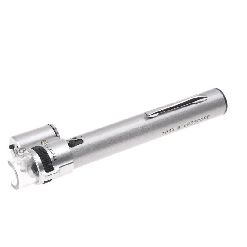 Pen type 100X microscope with LED light adjustable focus multi-function micro with pen hanging microscope magnifying glass
Pen type 100X microscope with LED light adjustable focus multi-function micro with pen hanging microscope magnifying glass